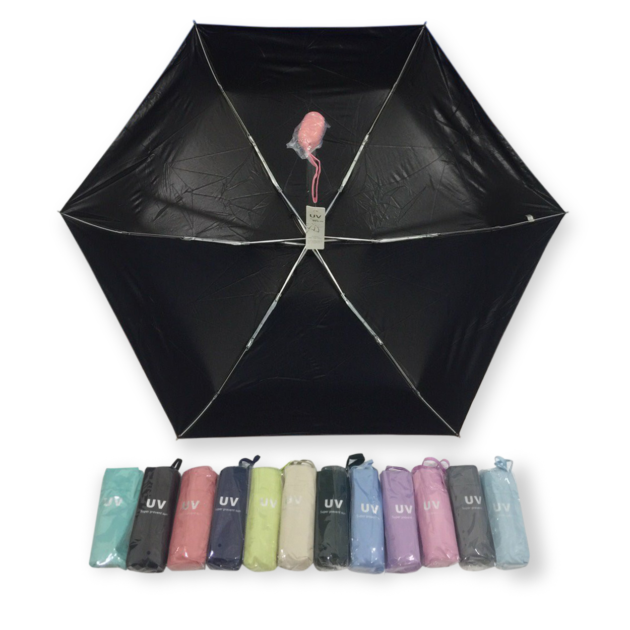 ร่มGBU5ตอนรหัส GM523ยูวีสีดำ นํ้าหนักเบา