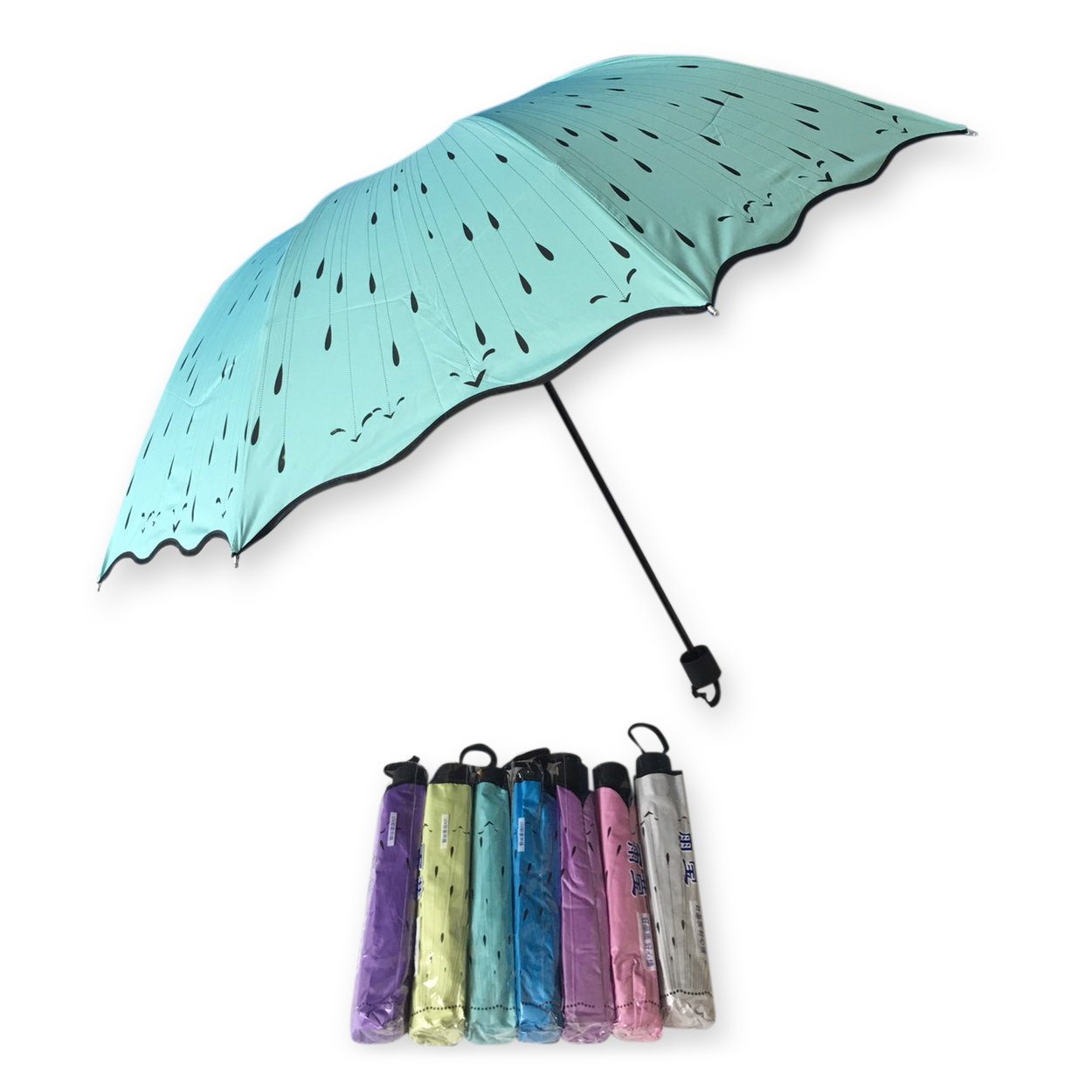 ร่มพับ4ตอนยุวีดำรหัส1618