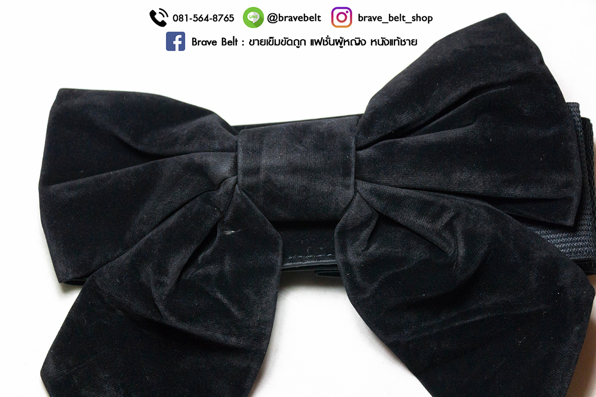 เข็มขัดเอวสูง รูปโบว์ใหญ่ หนังกำมะหยี่สวยงามน่าใช้