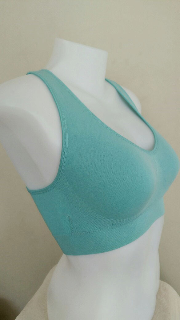 บราสวมสบาย Sport bra สปอร์ตบรา หลังกล้าม T สีฟ้า S/M/L