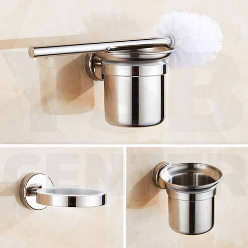 CASSA ชุดแปรงทำความสะอาดห้องน้ำ แบบเจาะผนัง พร้อมที่เก็บ สแตนเลส304 ของใช้ห้องน้ำ รุ่น C1L026-S304-A068