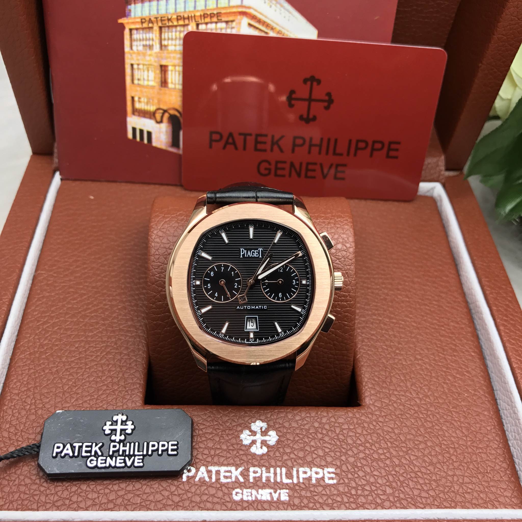 นาฬิกา Piaget PoLo S Chronograph 42 mm.หน้าดำ Mirror Swiss สายหนังแท้