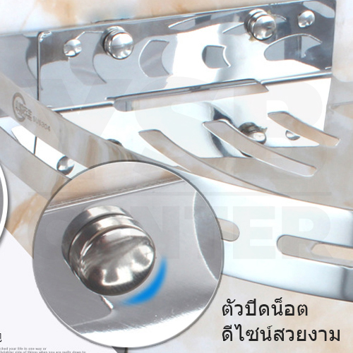 ชั้นวางของสแตนเลส304 อเนกประสงค์ในห้องน้ำ 2ชั้น เข้ามุม ติดผนัง รุ่นC1L030-SUS304-CT02
