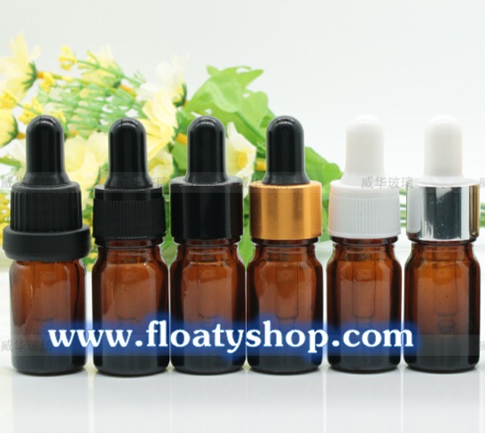 5ml ขวดแก้วสีชาใส ดรอปเปอร์