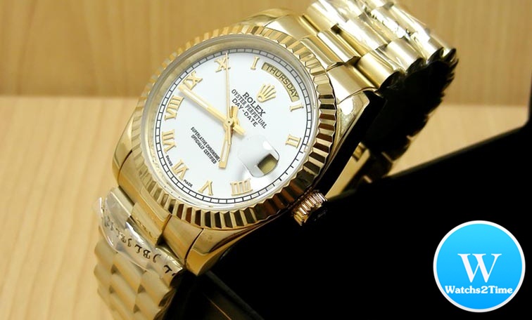 นาฬิกา Rolex Day-Date II Yellow Gold President White Dial เลขโรมัน Men Size