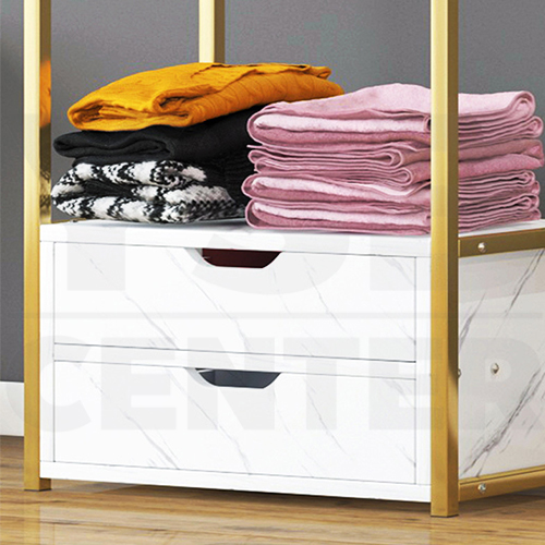 ราวแขวน ราวแขวนเสื้อผ้า ที่แขวน หมวก กระเป๋า พร้อมลิ้นชักเก็บของ 2 ชั้น สูง 170 cm