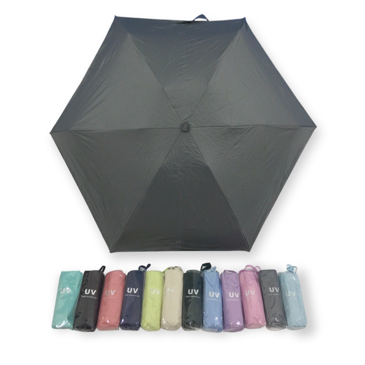 ร่มGBU5ตอนรหัส GM523ยูวีสีดำ นํ้าหนักเบา