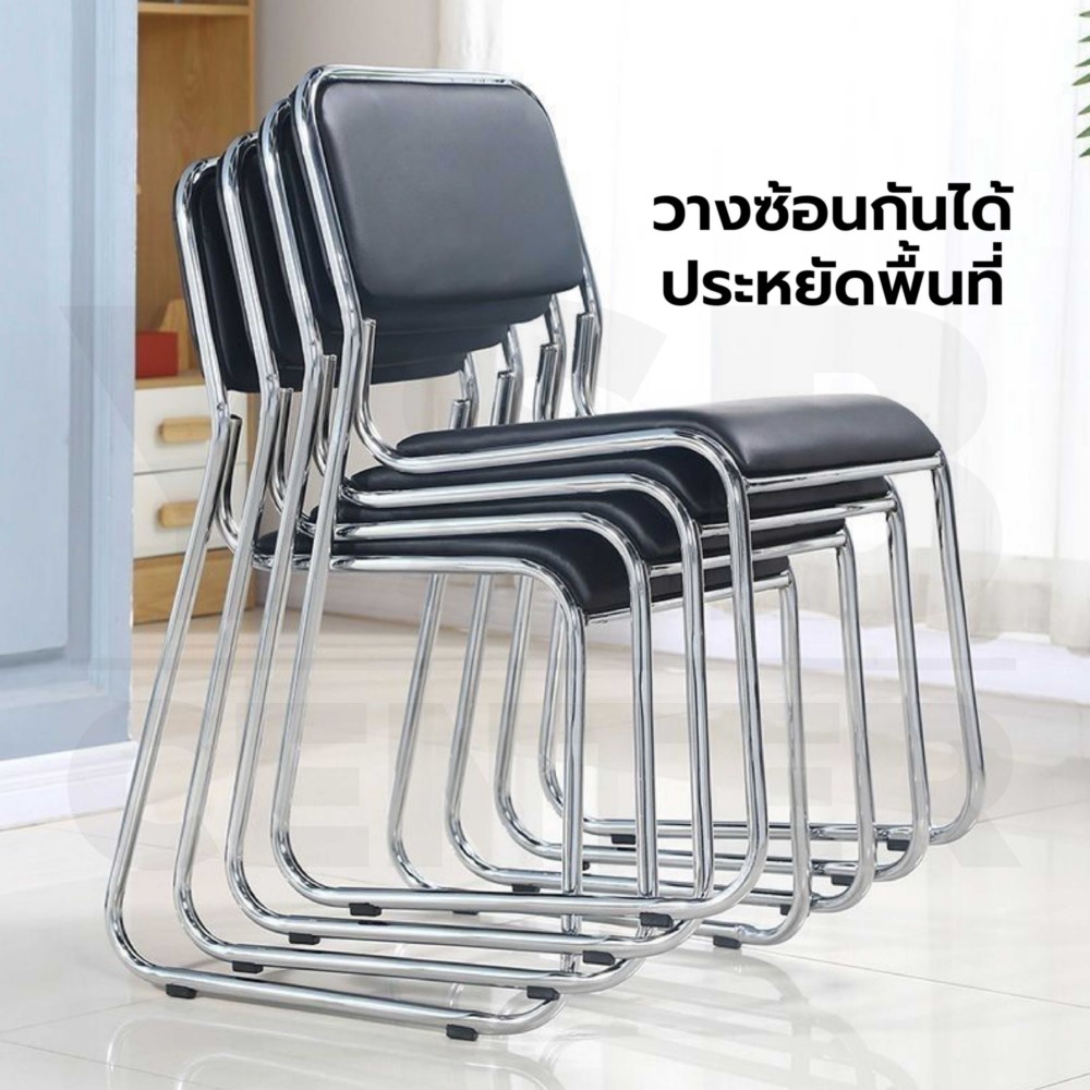 เก้าอี้ ขาเหล็กชุบเงา เบาะหนัง PU อเนกประสงค์ โครงสร้างเหล็ก แข็งแรง วางซ้อนกันได้ YL0498 - YL0501