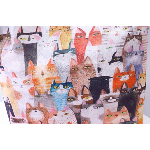 CASSA กระเป๋าผ้า กระเป๋าผ้าแคนวาส กระเป๋าสะพายข้าง ลายการ์ตูนน้องเหมี้ยวสุดน่ารัก สายปรับได้