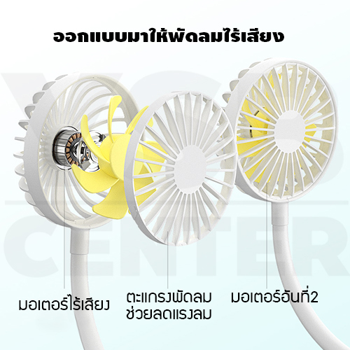 CASSA พัดลมคล้องคอ พัดลมปรับระดับแรงลม พัดลมไร้สาย พัดแรง พร้อมไฟ LED รุ่นJ1M018 - J1M019