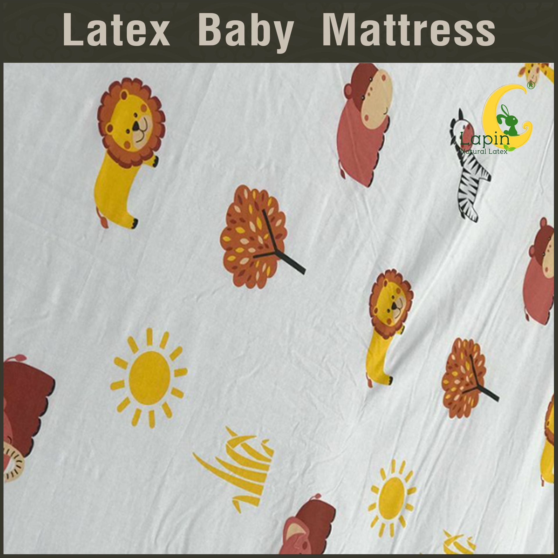 ที่นอนเด็กอ่อนยางพาราแท้ *ผ่านมาตรฐาน (ลายช้างต้นไม้)