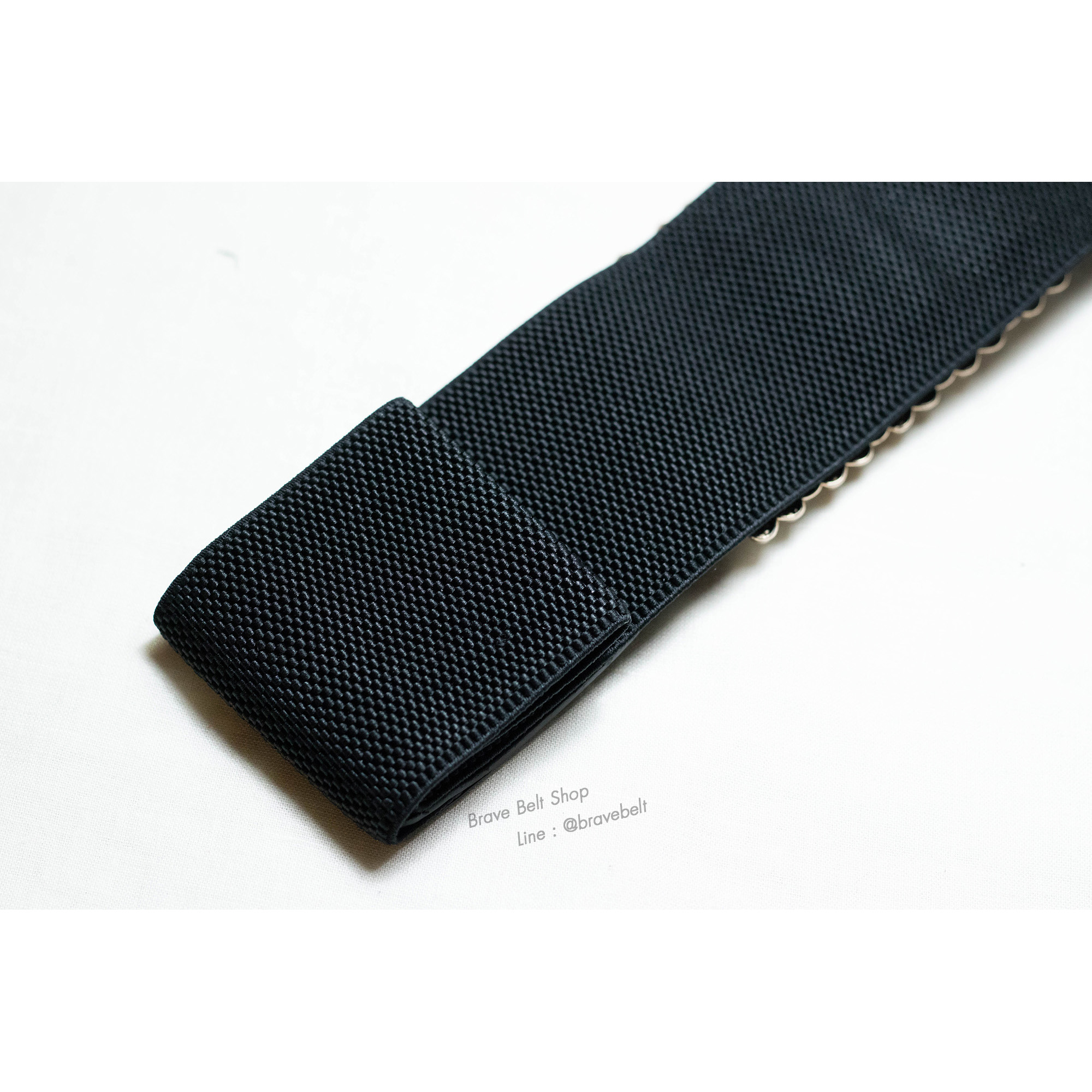 เข็มขัดแฟชั่นยางยืดผู้หญิง ยืดได้หนังสีดำ