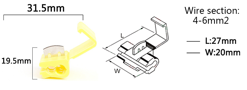 ตลับต่อสายไฟรถยนต์ ( สีเหลือง ) 4.0-6.0 Sq.mm 50 ชิ้น ต่อแพ็ค