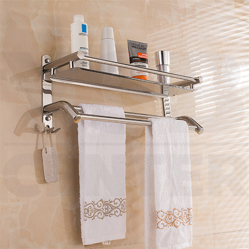 ชั้นวางของ ชั้นวางของติดผนังพร้อมราวแขวน ชั้นวางของในห้องน้ำ ชั้นวางสแตนเลส304 รุ่น C1L023- C1L025