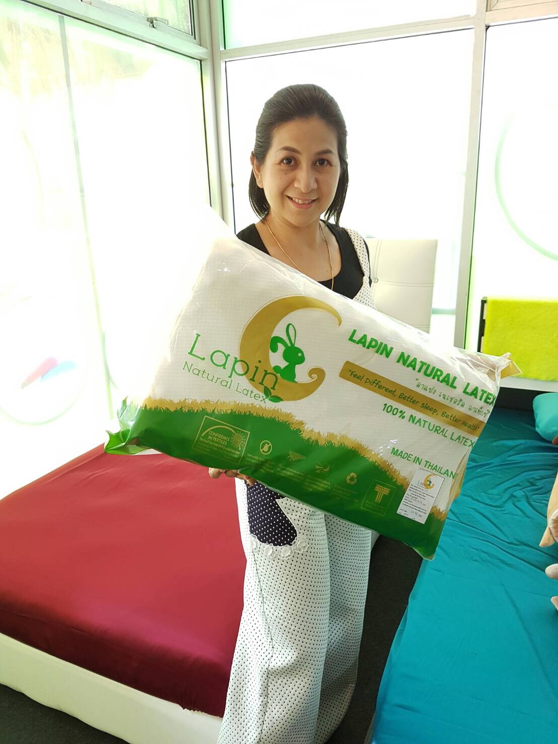 หมอนยางพารา3+ปลอกซาติน3(Pro05)*รุ่นธรรมดาสีขาว*