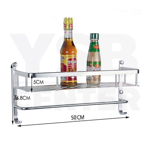 CASSA ชั้นวางของอลูมิเนียม อเนกประสงค์ในห้องน้ำ 50cm. ติดผนัง พร้อมราวแขวนอเนกประสงค์ รุ่น C1L056-ALM-8028-150