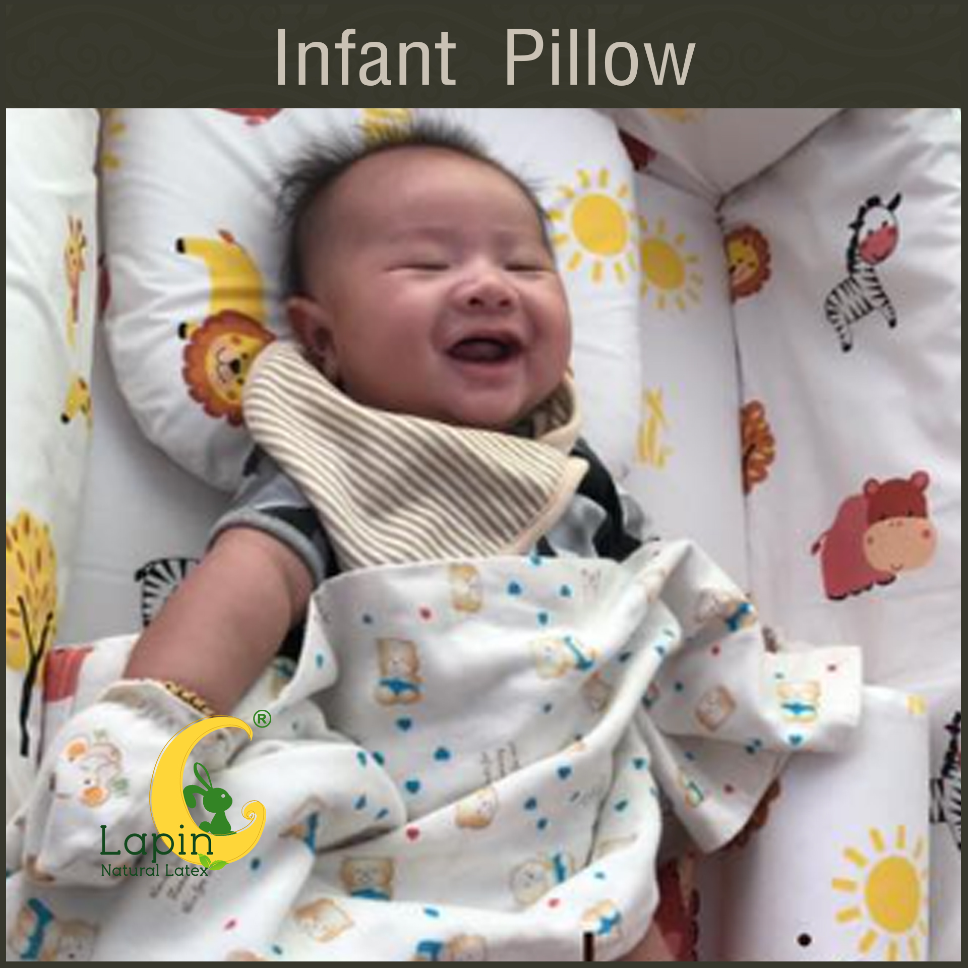 Latex Baby Pillow (Infant Pillow) หมอนหลุมทารกน้อย (ลายช้างต้นไม้)