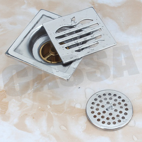 ตะแกรงท่อระบายน้ำ สแตนเลส201 กันกลิ่น กันแมลง สำหรับห้องน้ำ ทรงสี่เหลี่ยม ขนาด 10*10 ซม
