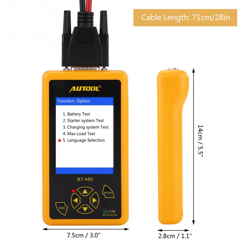 เครื่องวัดอายุแบตเตอรี่ AUTOOL BT-460 จอสี จอใหญ่ ภาษาไทย