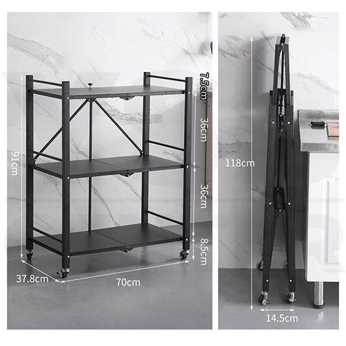 ชั้นวาง สแตนเลสแท้ ชั้นวางพับเก็บได้ ประหยัดพืนที่ พร้อมล้อเลื่อน อุปกรณ์จัดเก็บ