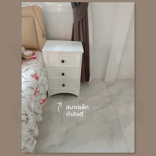 โต๊ะข้างเตียง ตู้ข้างเตียง ชั้นวางของข้างเตียง 3 ชั้น สไตล์มินิมอล สีขาว PT020-30X40X60