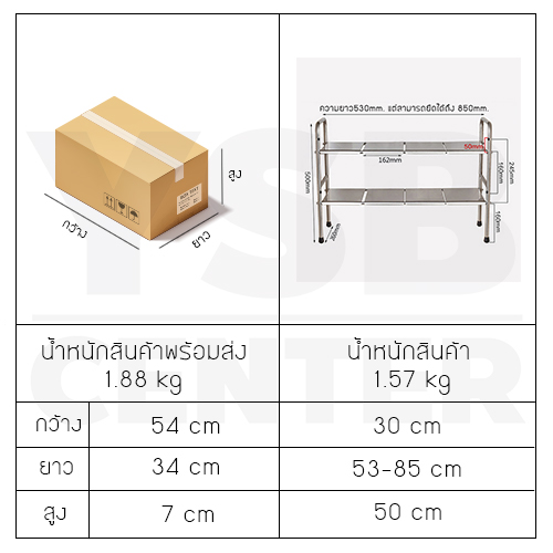 ชั้นวางของ ชั้นวางใต้ซิงค์ อ่างล้างจาน สแตนเลส ชั้นวางอเนกประสงค์ 2 ชั้น รุ่น C1L018 - C1L019