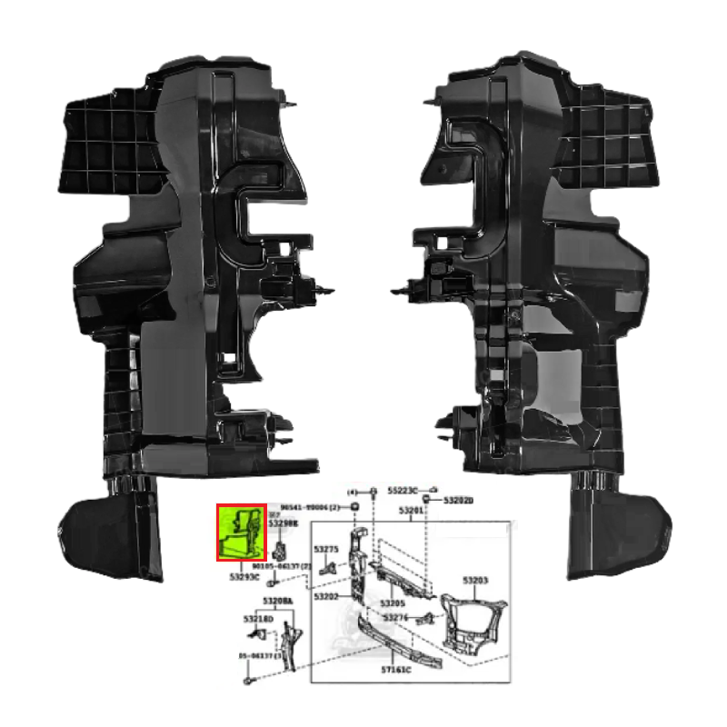 พลาสติกข้างแผงแอร์/หม้อน้ำ TOYOTA REVO ROCCO(รีโว่ ร็อคโค่) ตั้วเตี้ย-สูง ปี2017-2019 (รหัส:YP040)
