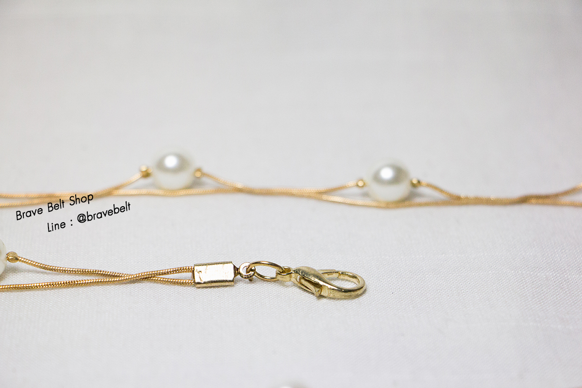 เข็มขัดงานแต่ง เชือกคู่ สายทองสวยไข่มุกเม็ดเล็ก