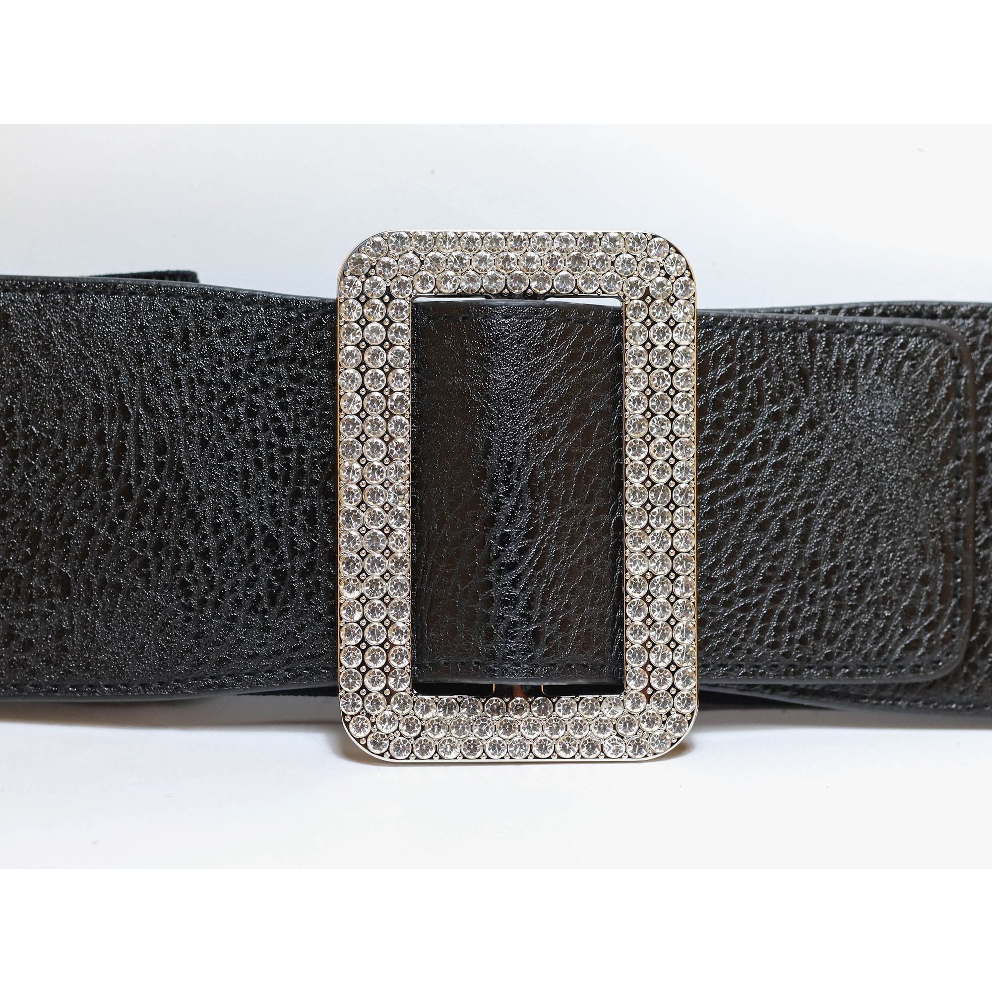 เข็มขัดยางยืดแฟชั่นเพชรเส้นใหญ่ของผู้หญิงสวย