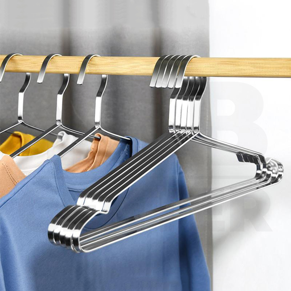 ไม้แขวนสแตนเลส ไม้แขวนเสื้อผ้า สแตนเลส201 หนาพิเศษ (แพ็คละ 5 อัน) รุ่น CB0147-H4208-05