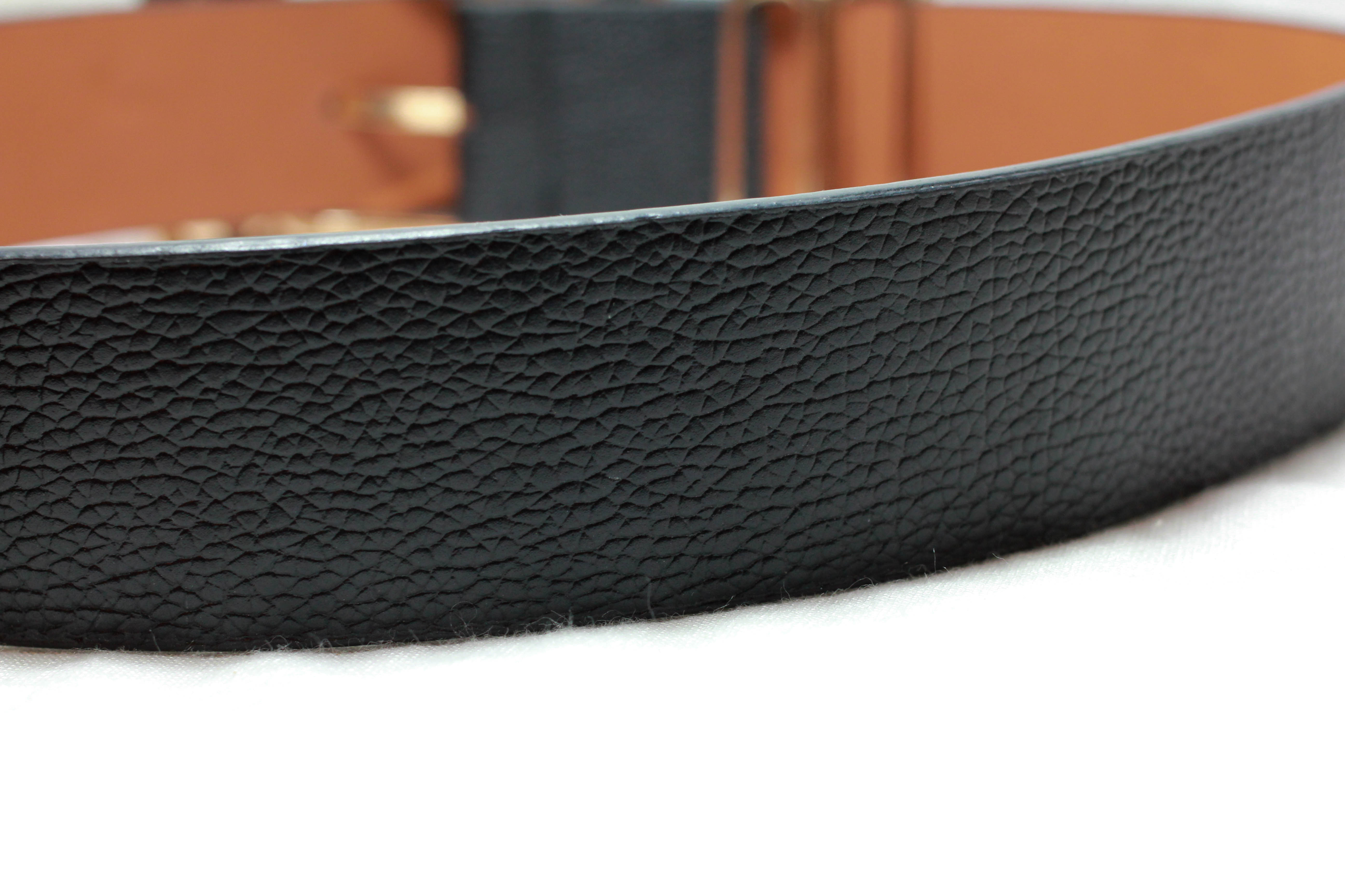 เข็มขัดสองหัวสีทอง หัวเหลี่ยมรูปใบไม้ สายกว้าง 1.5 นิ้ว