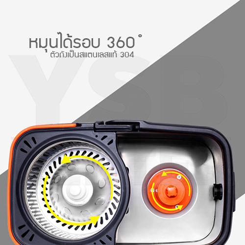 CASSA MAGIC MOP ชุดถังปั่นม็อบ ไม้ถูพื้น สแตนเลส304 พร้อมผ้าม็อบ2ชิ้น (แถมฟรี2ชิ้น) รุ่น C33-CASSA-SM