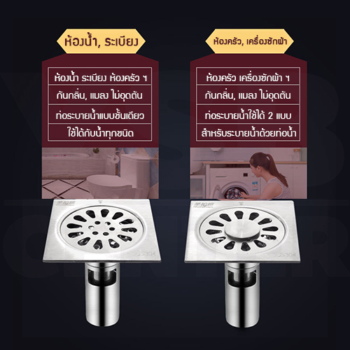 ตะแกรงท่อระบายน้ำ หนา 2 mm แกรนน้ำลึก สแตนเลส 304 กันกลิ่น กันแมลง ระบายน้ำได้อย่างรวดเร็ว