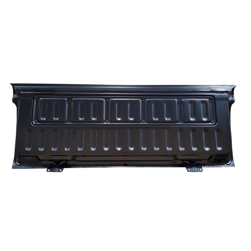 ฝาท้าย MITSUBISHI TRITON PLUS(ไทรทัน พลัส) เปิดกลาง มีรูไฟเบรค ขอบหยัก เหล็กดำ(หนาเทียบแท้ ไม่ทำสี) ปี2008-2014