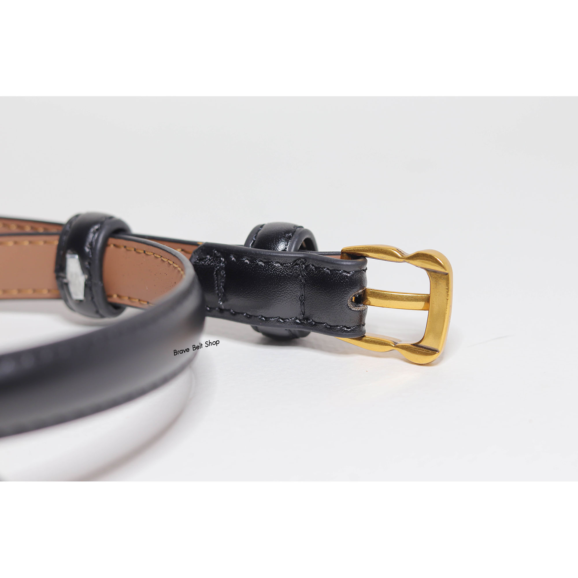 เข็มขัดผู้หญิงเส้นเล็กสีดำแบบหนังแท้สวยๆ