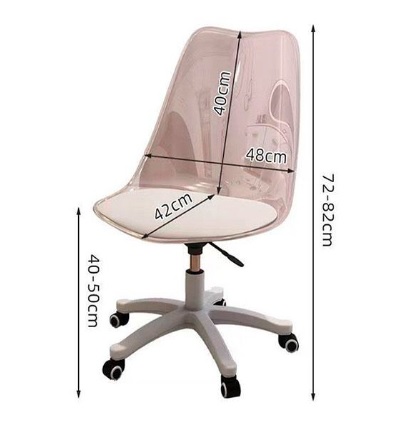 เก้าอี้ทำงาน พลาสติก ปรับระดับหมุนได้ นั่งสบายรับน้ำหนักได้ดี มีล้อ สีใส เบาะพียู กันน้ำ YL0185-YF-F994