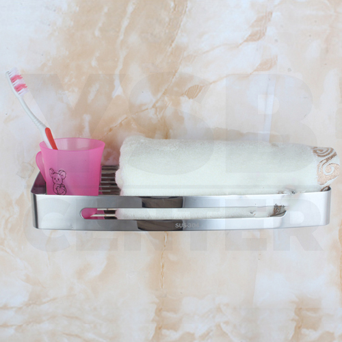 ชั้นวางของสแตนเลส304 อเนกประสงค์ในห้องน้ำ 1ชั้น สี่เหลี่ยม ติดผนัง รุ่น C1L027-SUS304-CS01