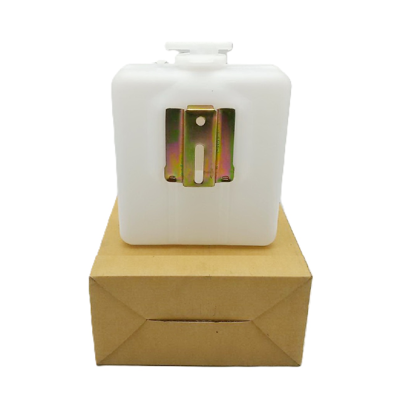 กระป๋องพักน้ำรถ/กระปุกพักน้ำ ทรงเหลี่ยม(ท่อบน) พร้อมฝา ใช้สำหรับรถยนต์ทั่วไป (กว้าง2.8นิ้วxยาว5.8นิ้วxสูง5.8นิ้ว) (J10-UP)