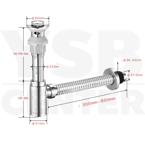 ท่อน้ำทิ้ง ท่อน้ำทิ้งอ่างล้างจาน ชาร์ปอ่างล้างหน้า ดักกลิ่น สแตนเลสแท้ 304