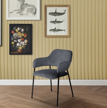 เก้าอี้กำมะหยี่ เก้าอี้โมเดิร์น เก้าอี้ทำงาน เก้าอี้สไตล์นอร์ดิก ขาเหล็กแข็งแรง มีที่พักแขน