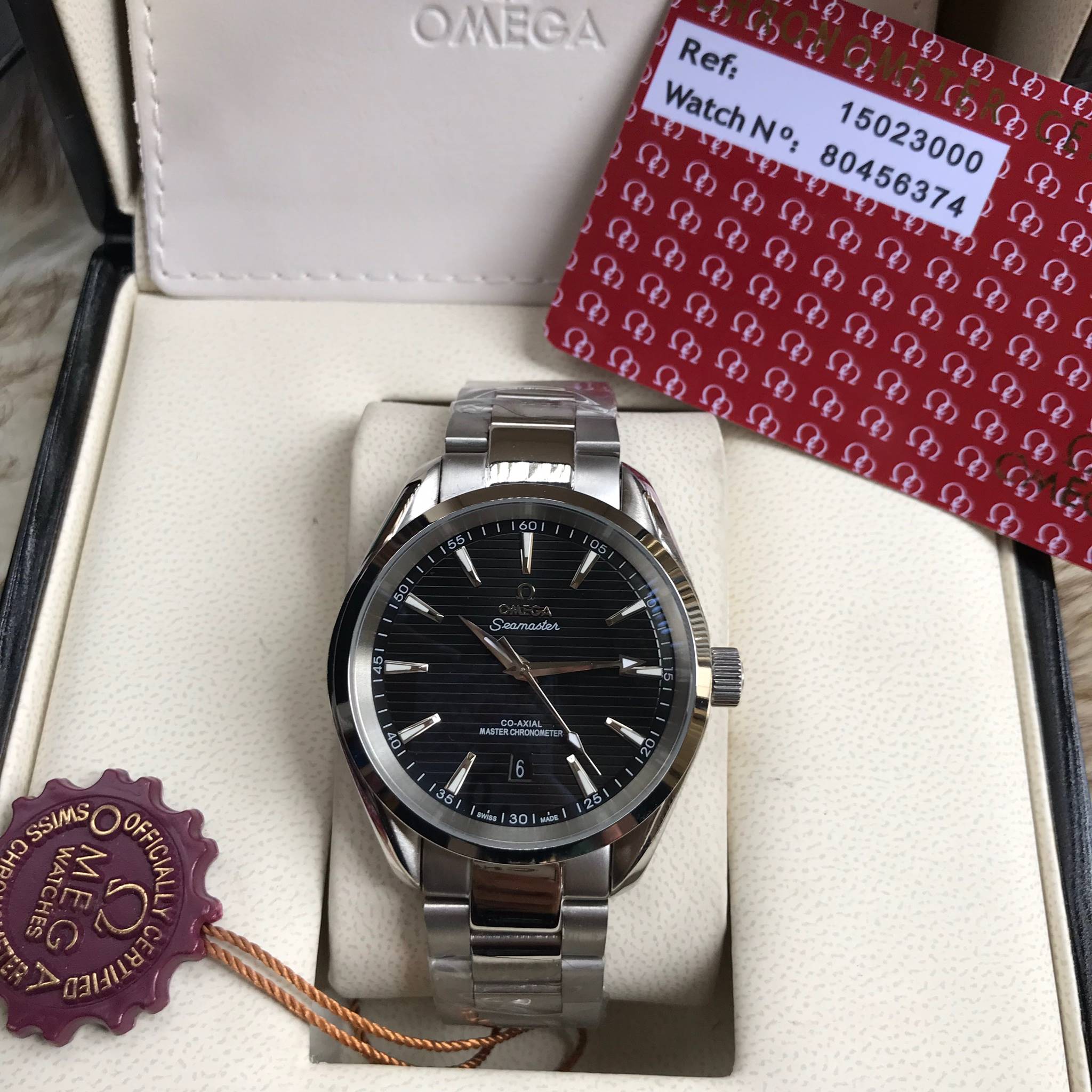 นาฬิกา Omega Seamaster Aqua Terra 41 mm.หน้าปัดดำ สายแสตนเลส งานเกรด Top Mirror Swiss