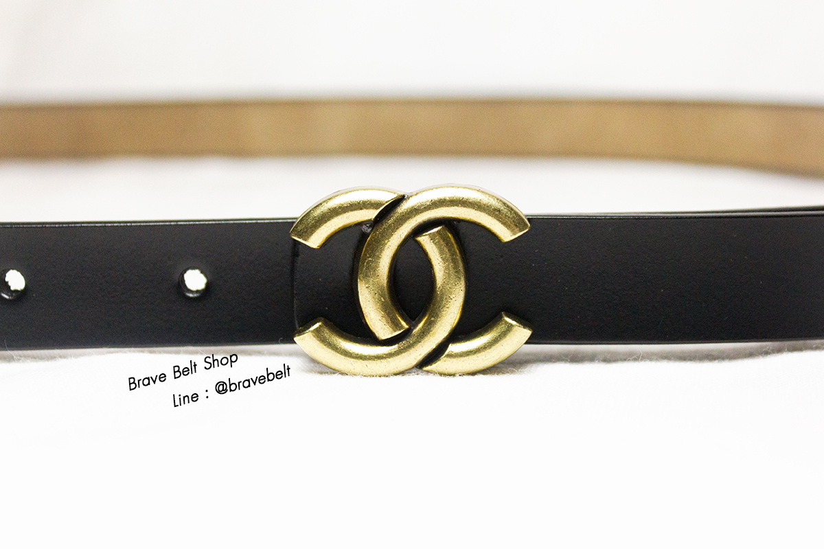 เข็มขัด chanel หนังแท้สีดำสวย