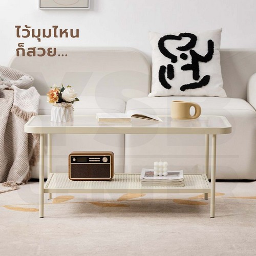 โต๊ะกลาง ห้องนั่งเล่น มินิมอล เฟอร์นิเจอร์แต่งบ้าน เหมาะกับทุกมุมของบ้าน วางของได้ 2 ชั้น