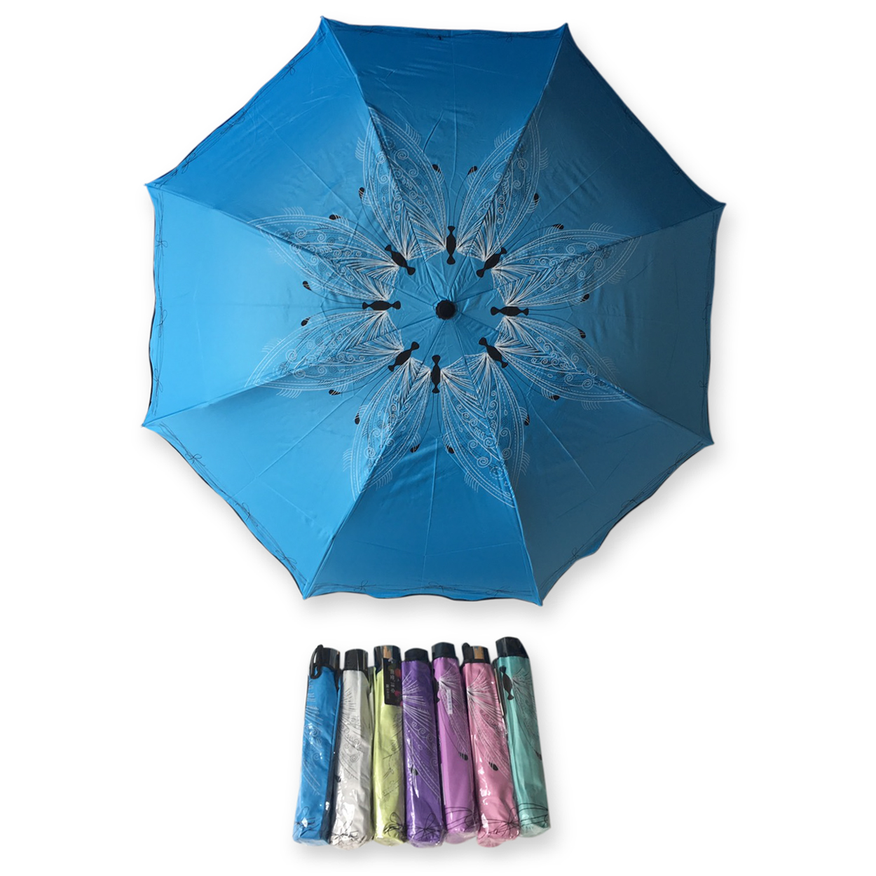 ร่ม4ตอน8ก้าน24นิ้วยูวีสีดำ รหัส 1637