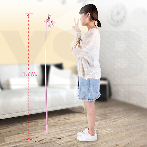 ไม้เซลฟี่ ขาตั้งมือถือ มาพร้อมไฟเพิ่มแสง ปรับความยาวได้สูงถึง 170 ซม พกพาสะดวก รุ่น J1M012 - J1M013