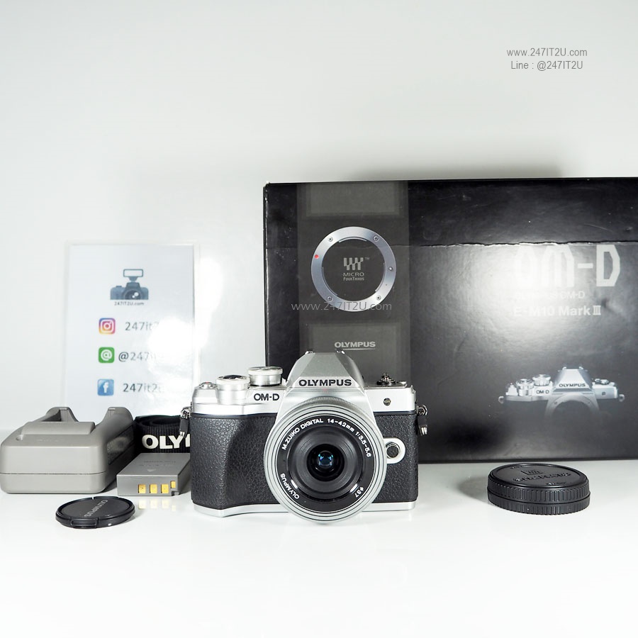 กล้อง Olympus OM-D E-M10 Mark III +เลนส์14-42mm ยกกล่อง Silver