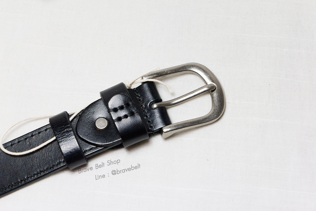 เข็มขัดหนังแท้ สายกว้าง 2 ซม หนังดำสวยๆหัวเงินเทา