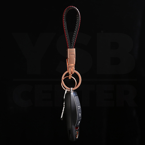 JOBON พวงกุญแจ พวงกุญแจรถยนต์ เกรดพรีเมี่ยม หนังแท้ ถักด้วยมือ 2 ชั้น แบบกดเพื่อล็อค 2 ห่วง