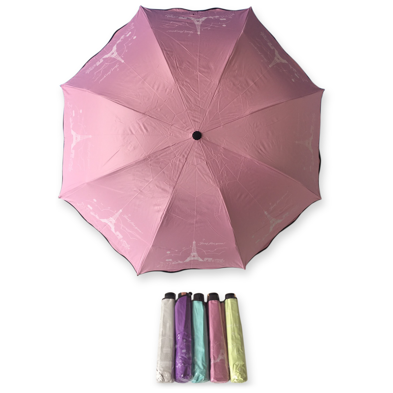 ร่มโค้งแฟชั่น24นิ้วยูวีสีดำ รหัส 1617-1