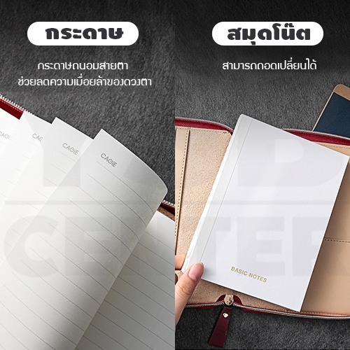 สมุดโน๊ต สมุดบันทึก ไดอารี่ สมุดเขียน B6 กระเป๋าซิป PU ฺ พร้อมปากกา